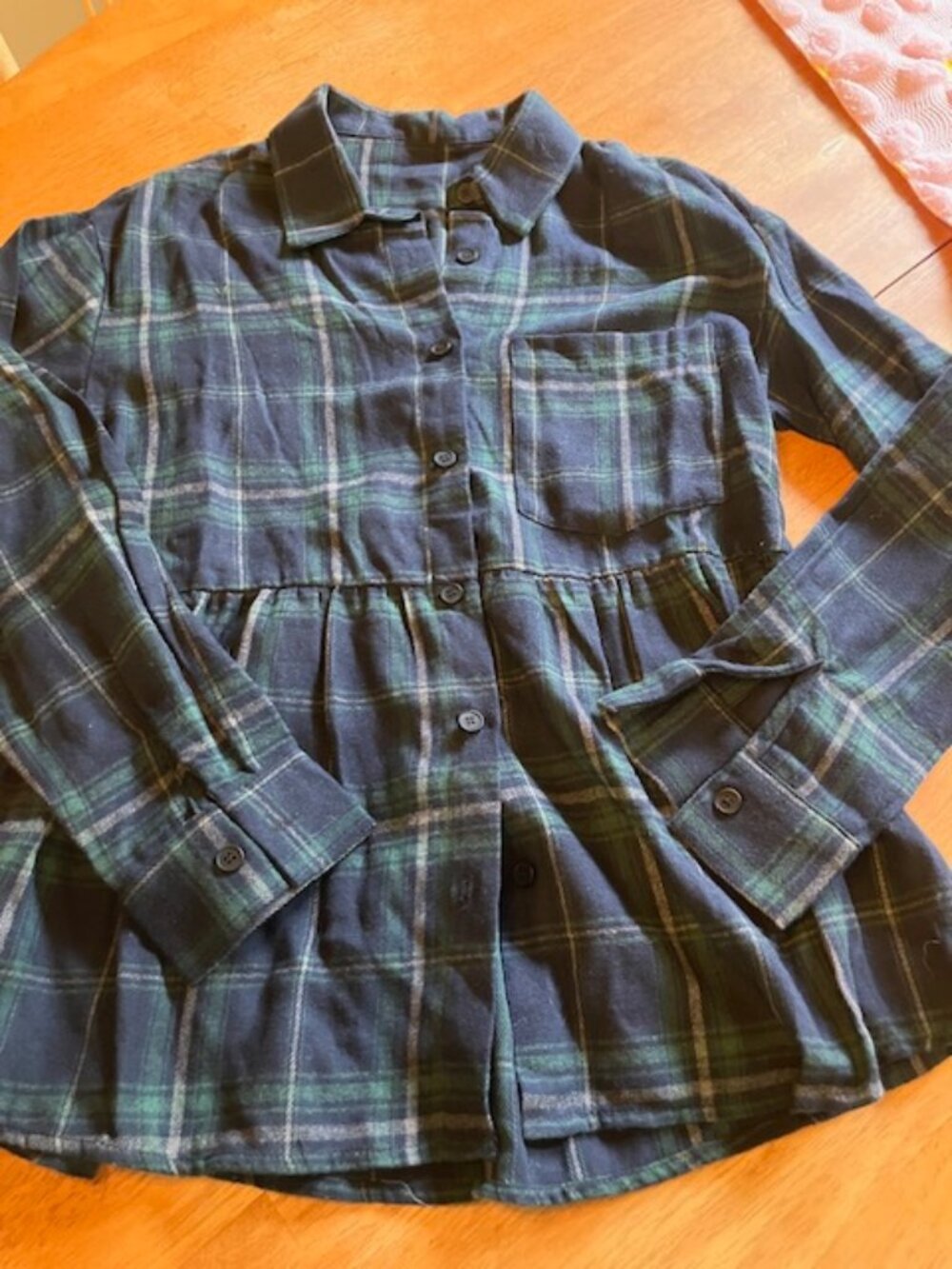 NEW Plaid Green and Cream Button Up Shirt